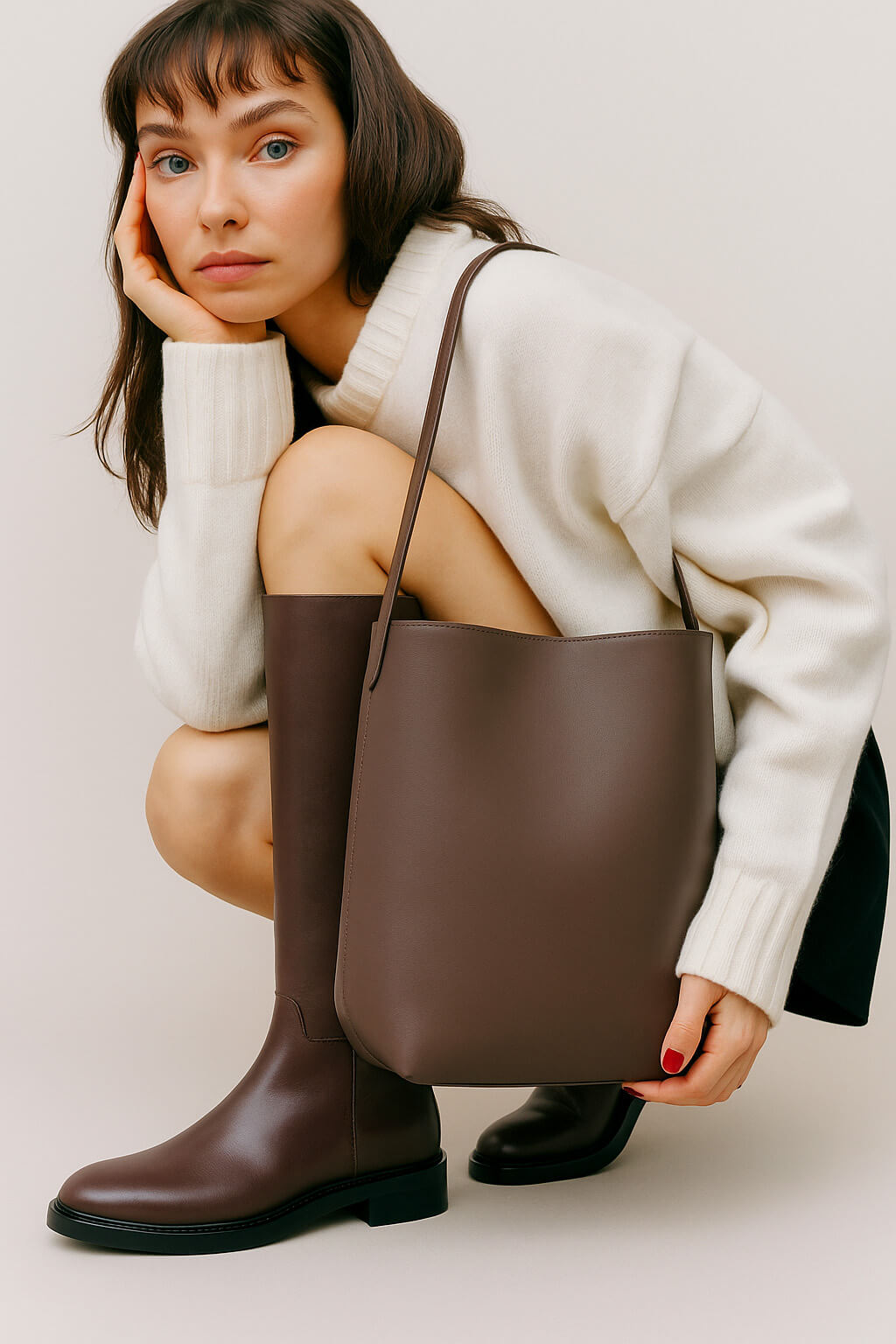 <tc>The Row</tc> ミディアム N/S パーク トートバッグ（レザー）