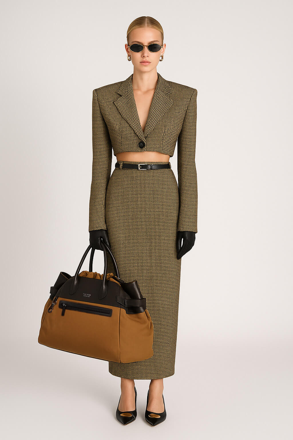 The Row Margaux 17 Inside-Out Buckled Leather Canvas Tote Bag