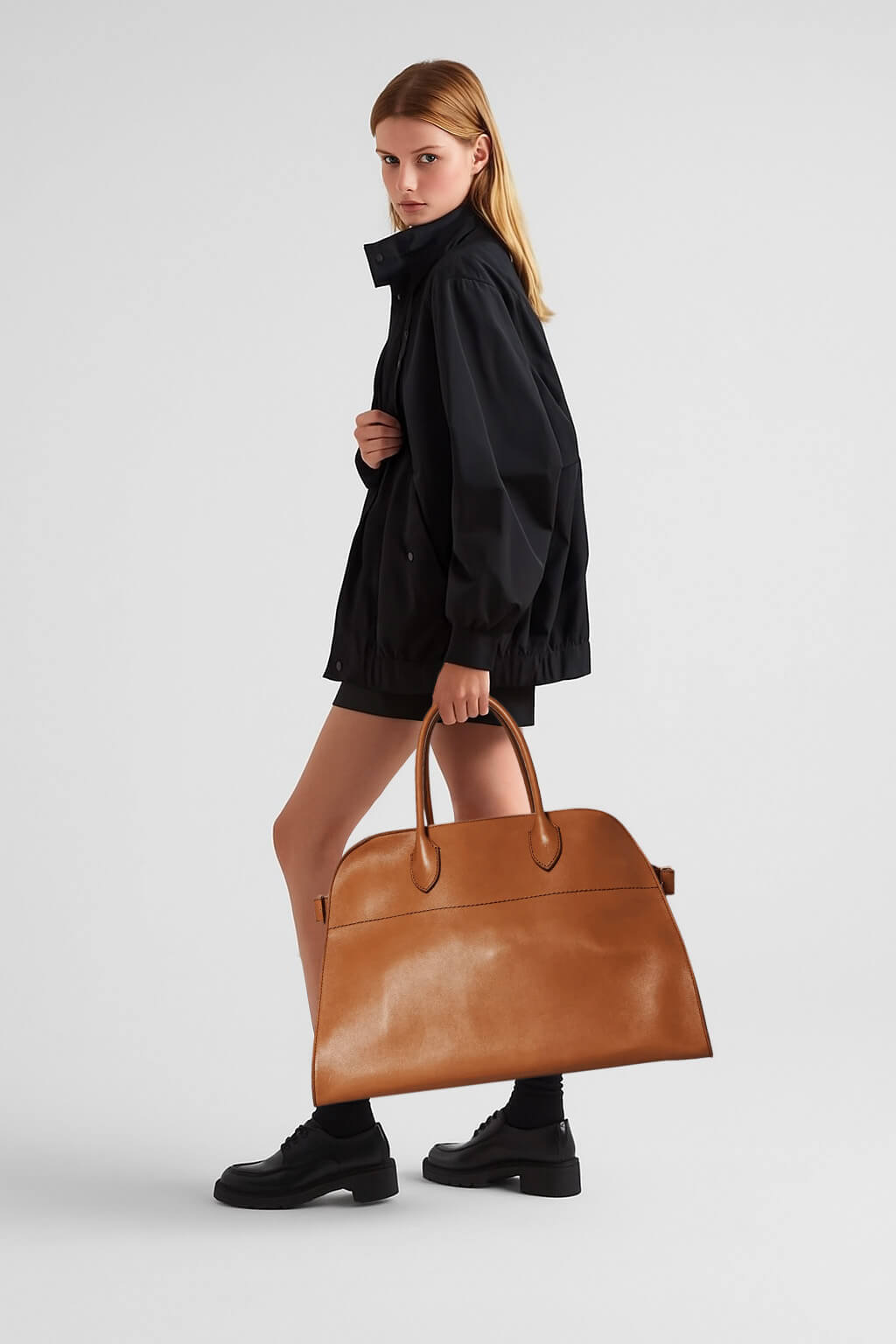The Row Soft Margaux 17 Bag in Leather