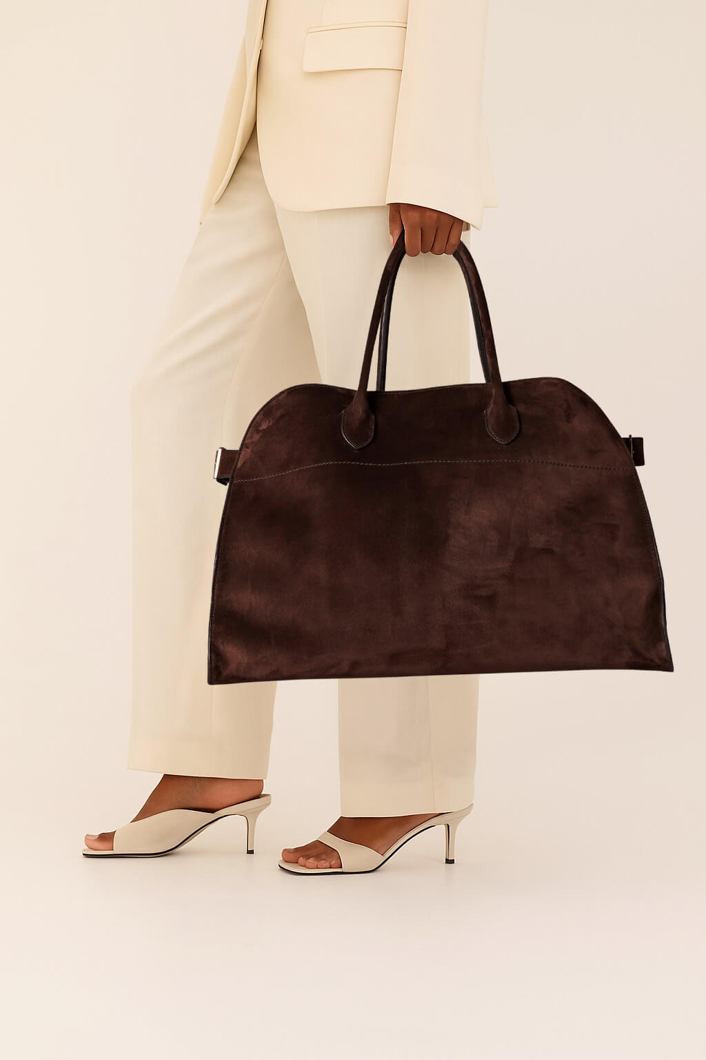 The Row Soft Margaux 17 Bag in Suede