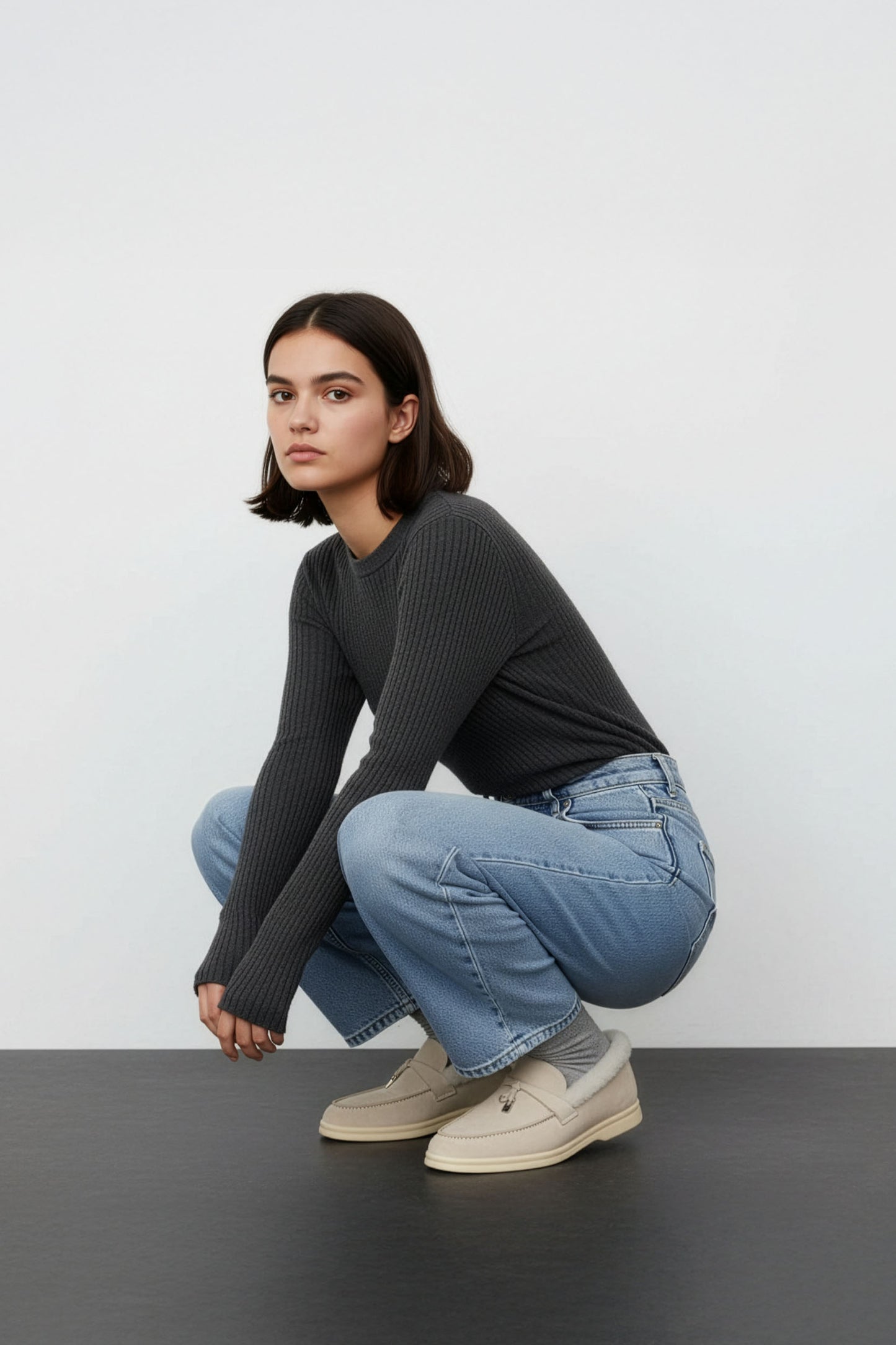 Loro Piana Women's Summer Charms Walk Loafers (Suede with Beaver Fur)