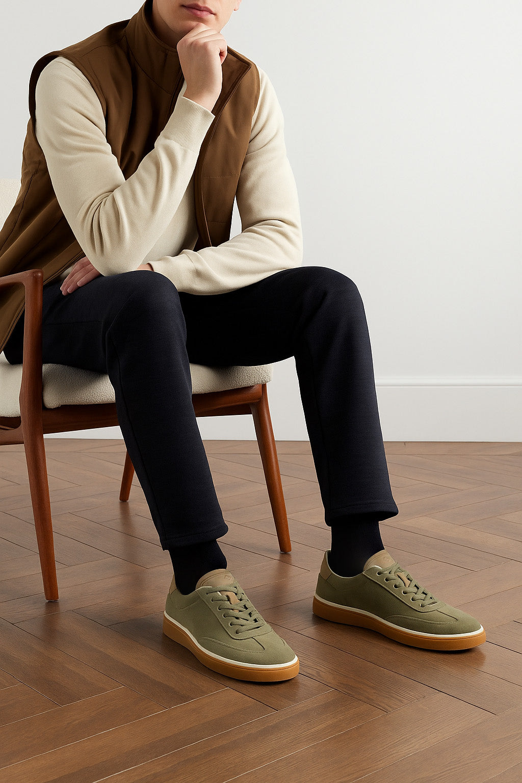 <tc>Loro Piana</tc> 男士 Tennis Walk 運動鞋（絨面小牛皮）