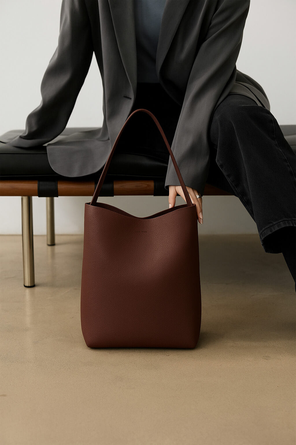 The Row Large N/S Park Tote Bag in Leather