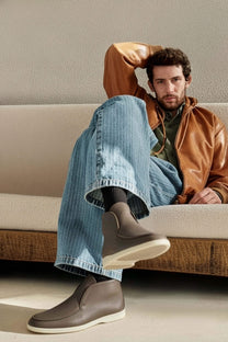 Loro Piana Men's Open Walk Ankle Boot (Deerskin with Castorino Fur)