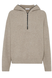 Brunello Cucinelli Women's Hooded Ribbed Knit Cashmere Sweater