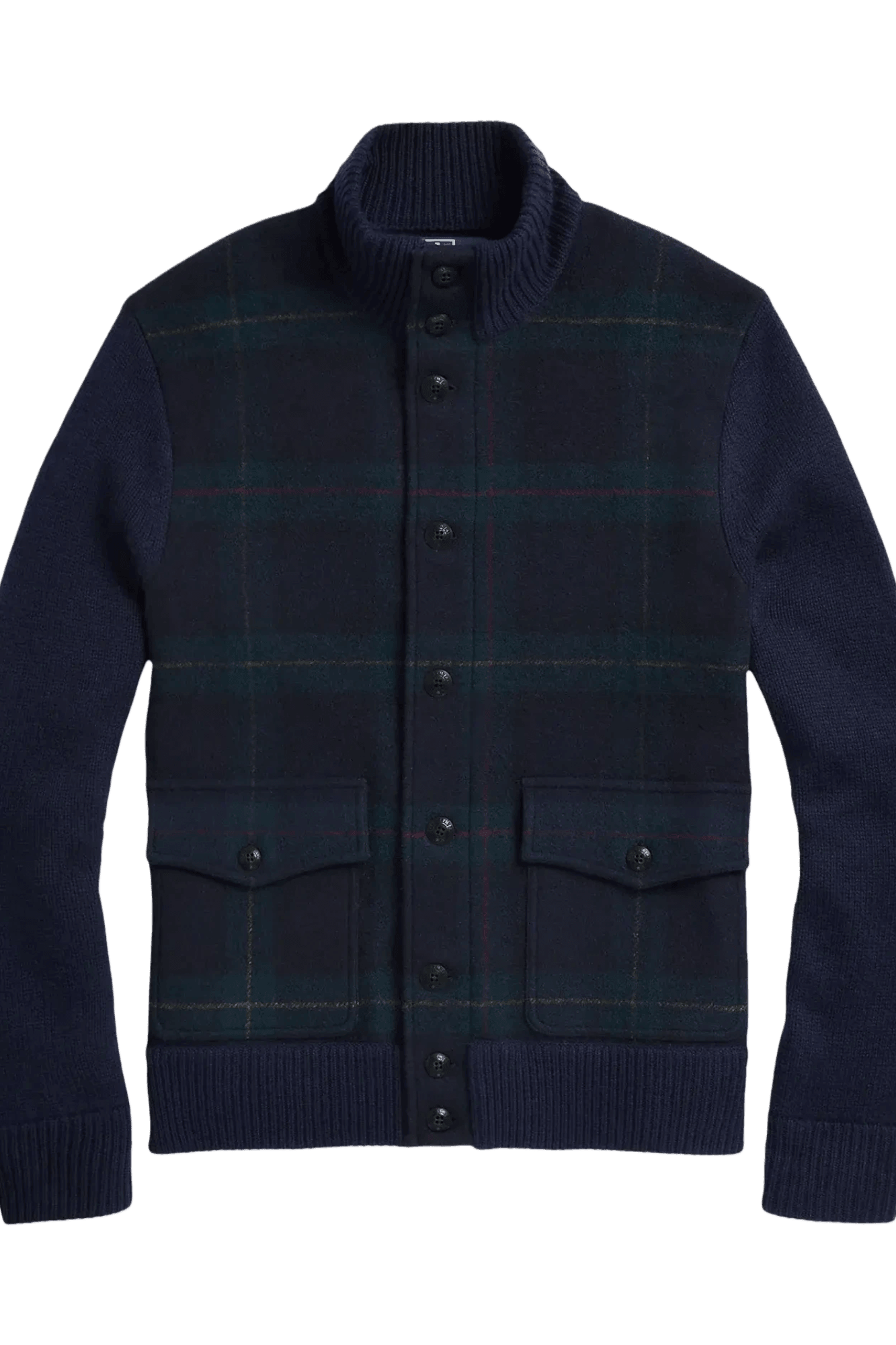 Ralph Lauren Cárdigan de lana a cuadros escoceses The Polo para hombre