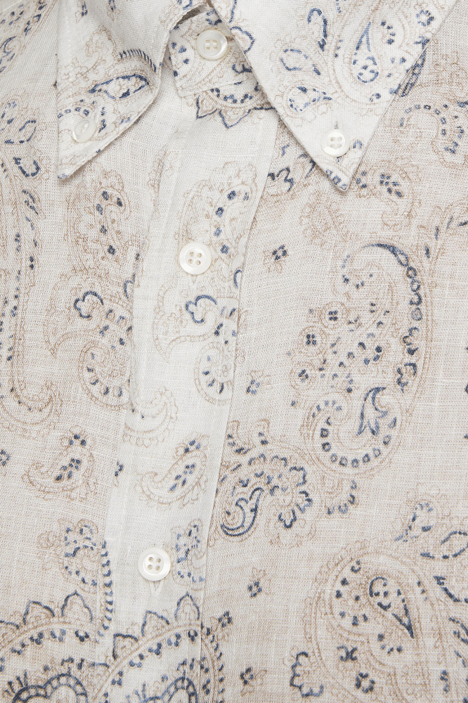 Brunello Cucinelli Men's Paisley Basic Fit Shirt with button-down collar