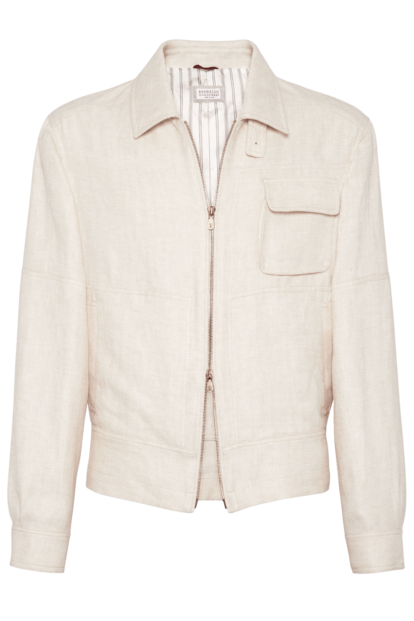 Brunello Cucinelli Men's Linen, Wool and Silk-Blend Twill Harrington Jacket