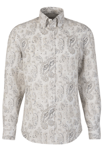 Brunello Cucinelli Men's Paisley Basic Fit Shirt with button-down collar