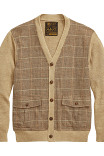 Ralph Lauren Men's Glen Plaid Paneled Linen-Silk Cardigan