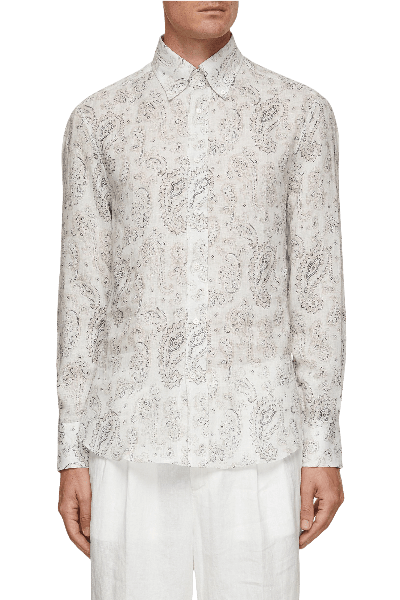 Brunello Cucinelli Men's Paisley Basic Fit Shirt with button-down collar
