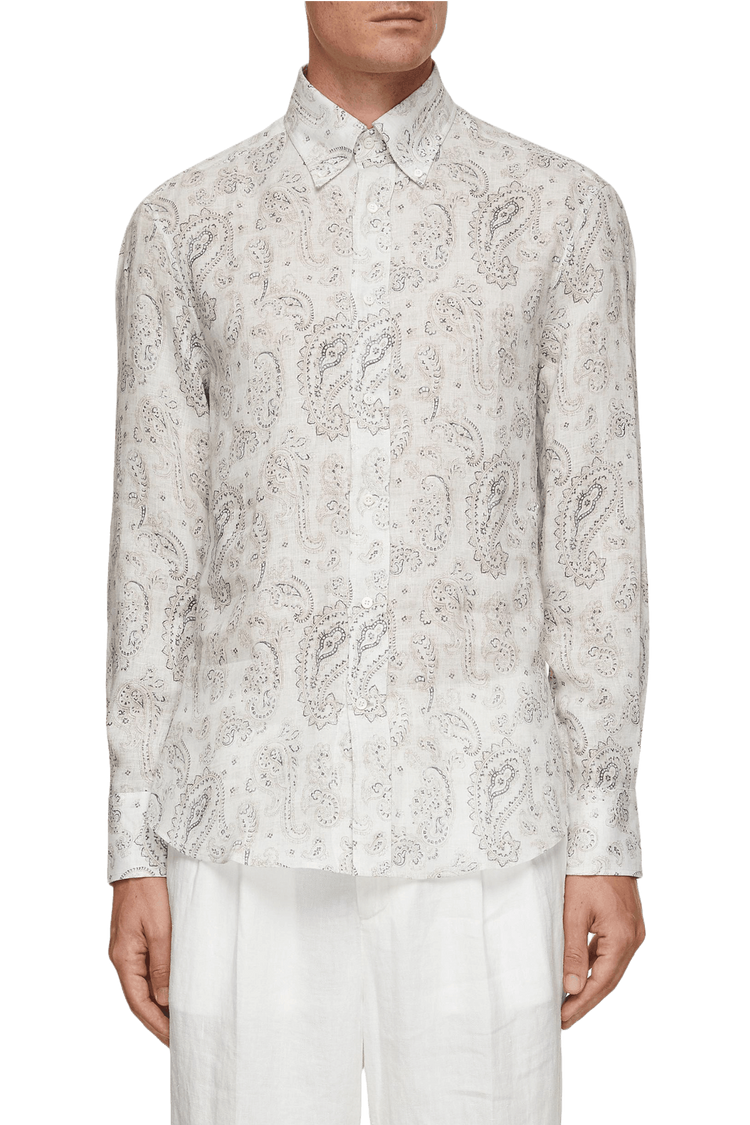 Brunello Cucinelli Men's Paisley Basic Fit Shirt with button-down collar