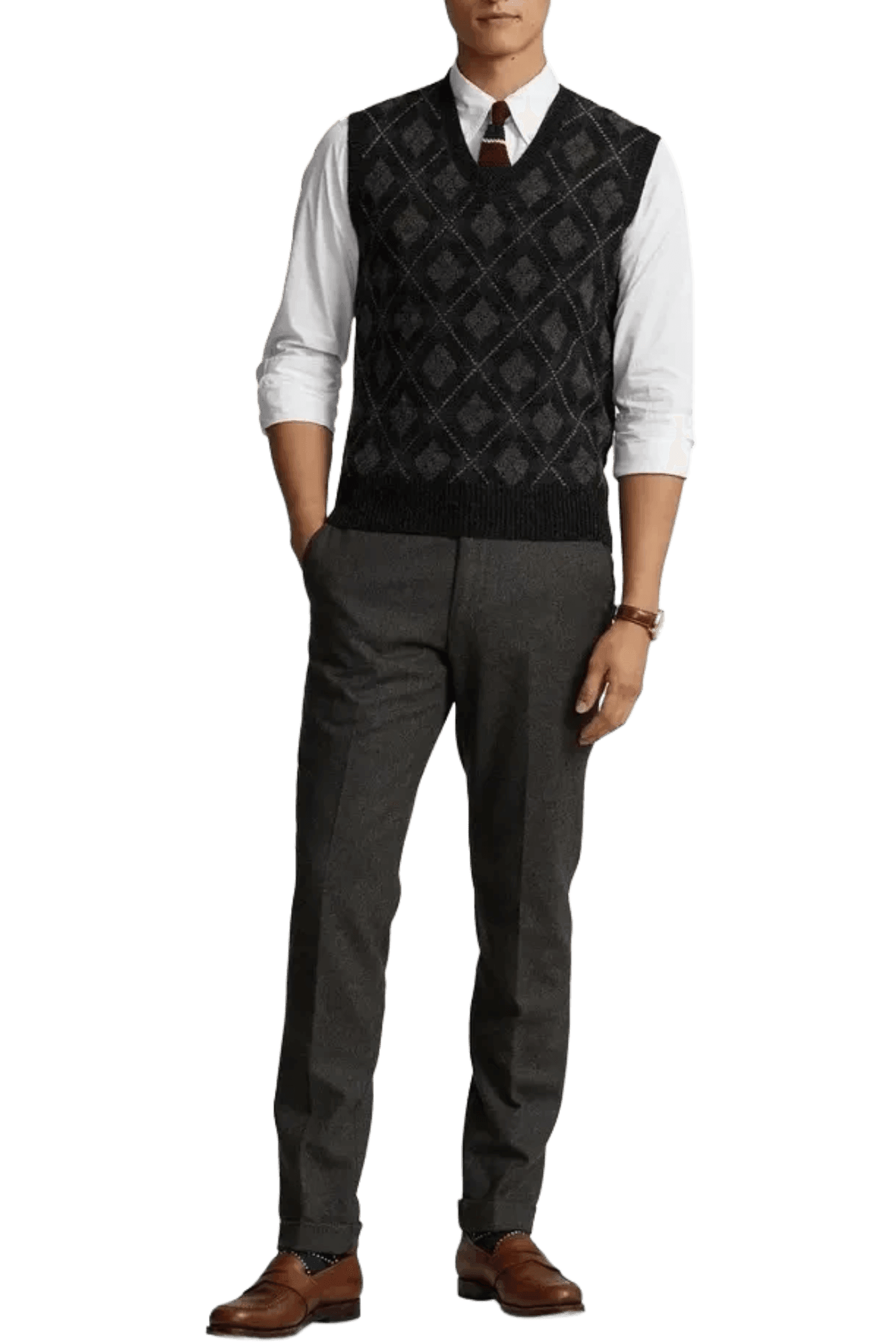 Ralph Lauren Chaleco de lana con rombos para hombre