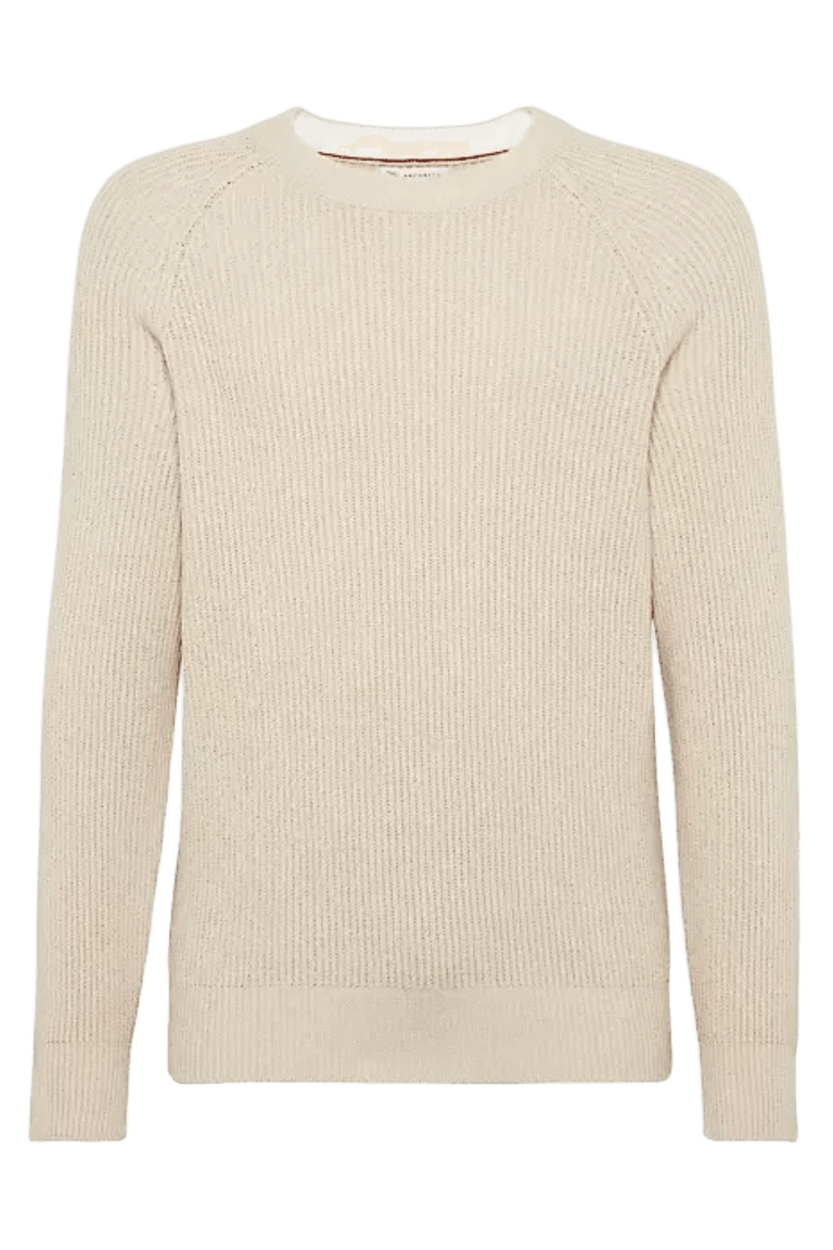 Brunello Cucinelli Men's Malfilé Cotton English Rib Sweater With Raglan Sleeves