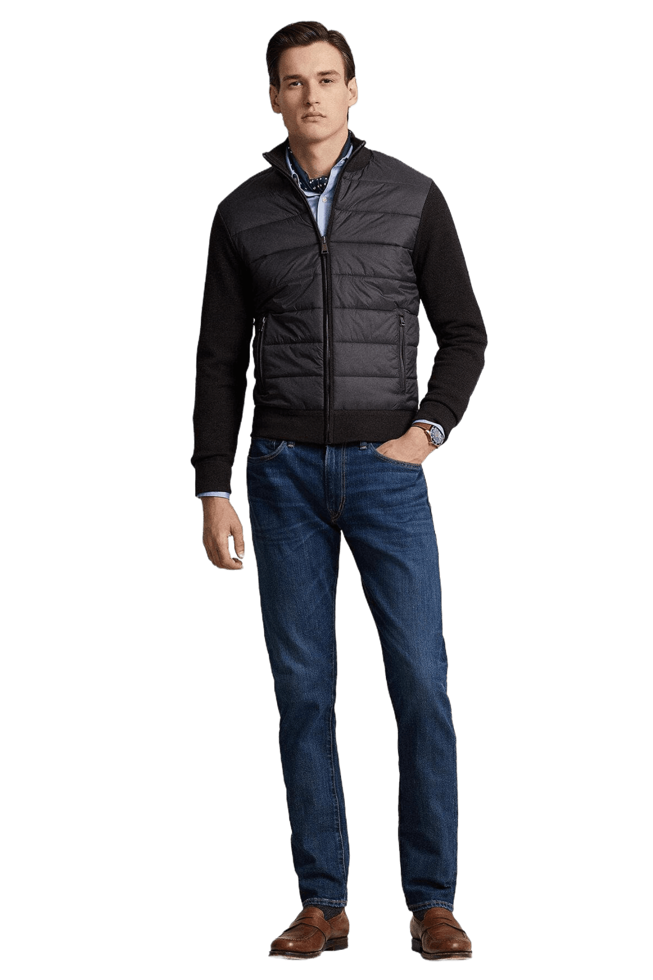 <tc>Ralph Lauren</tc> เสื้อจัมเปอร์ไฮบริดซิปเต็มตัวสำหรับผู้ชาย