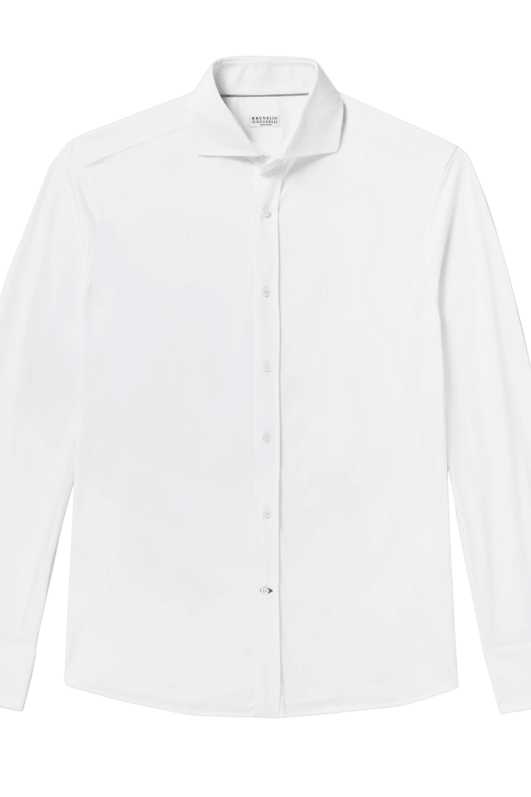 Brunello Cucinelli Men's Twill Basic Fit Shirt With Button-down Collar