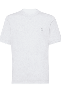 Brunello Cucinelli Men's Cotton Jersey Crew Neck T-shirt With Logo and Faux-layering