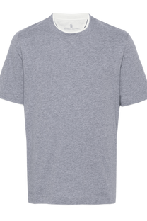 Brunello Cucinelli Men's Cotton Jersey Crew Neck T-shirt With Faux-layering