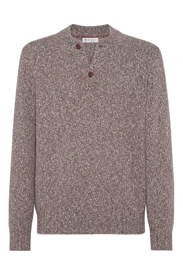 Brunello Cucinelli Men's Flecked Soft Virgin Wool and Cashmere Sweater