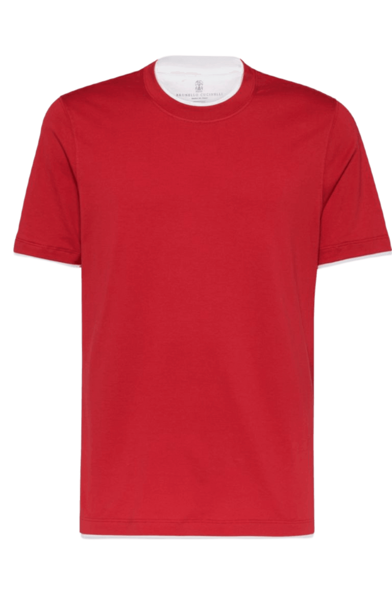 Brunello Cucinelli Men's Cotton Jersey Crew Neck T-shirt With Faux-layering