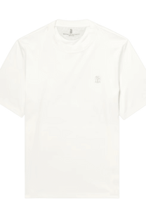 <tc>Brunello Cucinelli</tc> 男士棉質平紋針織圓領T卹，附徽標