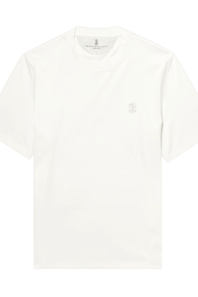 <tc>Brunello Cucinelli</tc> 男士棉質平紋針織圓領T卹，附徽標