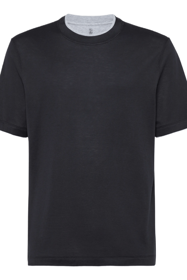 <tc>Brunello Cucinelli</tc> 男士絲綢和棉質輕質針織圓領 T 卹