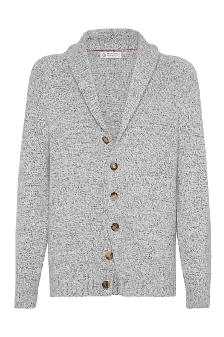 Brunello Cucinelli Men's Mouliné Cashmere Cardigan With Raglan Sleeves