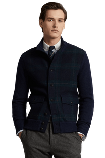 Ralph Lauren Cárdigan de lana a cuadros escoceses The Polo para hombre