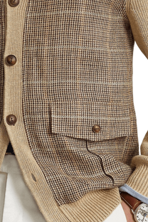 Ralph Lauren Men's Glen Plaid Paneled Linen-Silk Cardigan