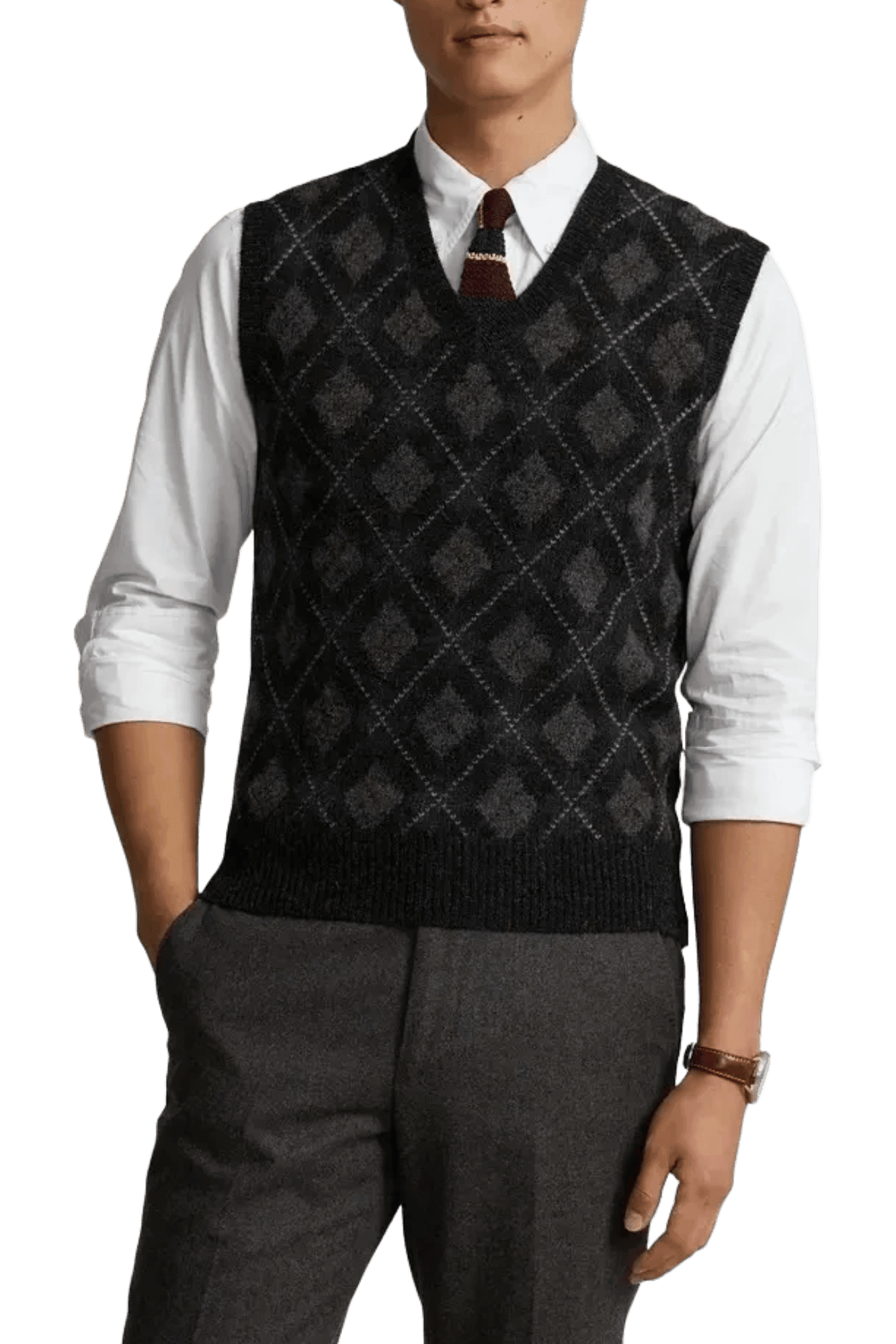 Ralph Lauren Chaleco de lana con rombos para hombre