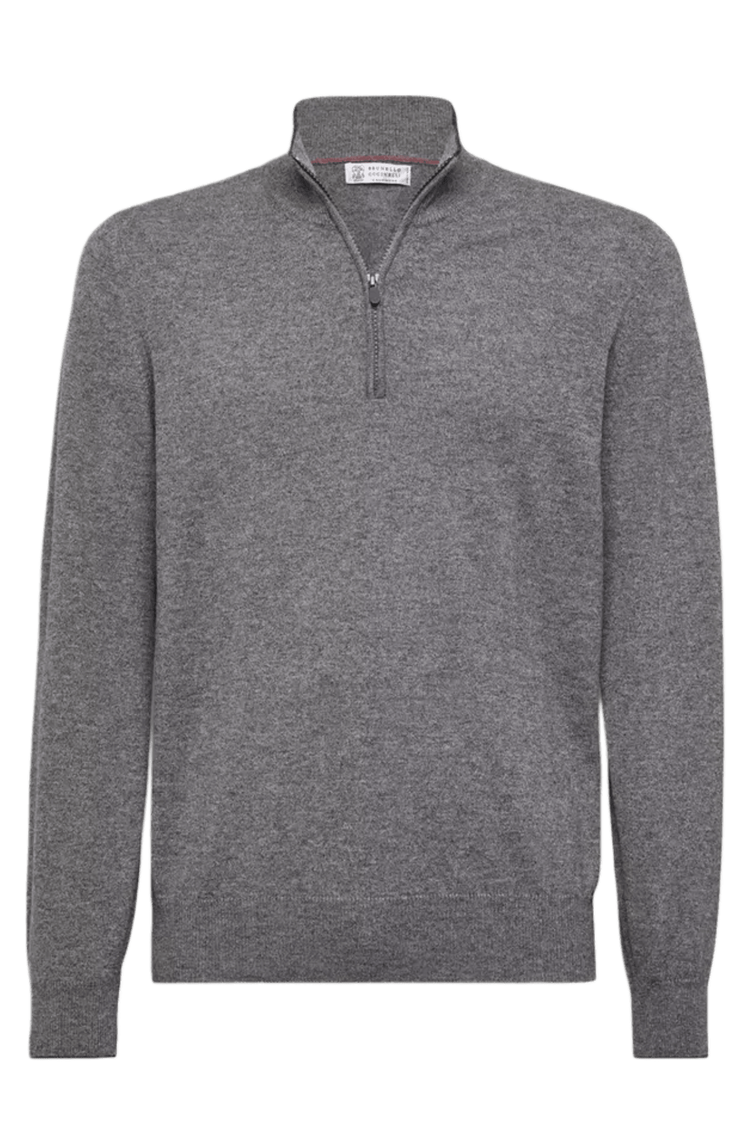<tc>Brunello Cucinelli</tc> 男士拉鍊羊絨高領毛衣