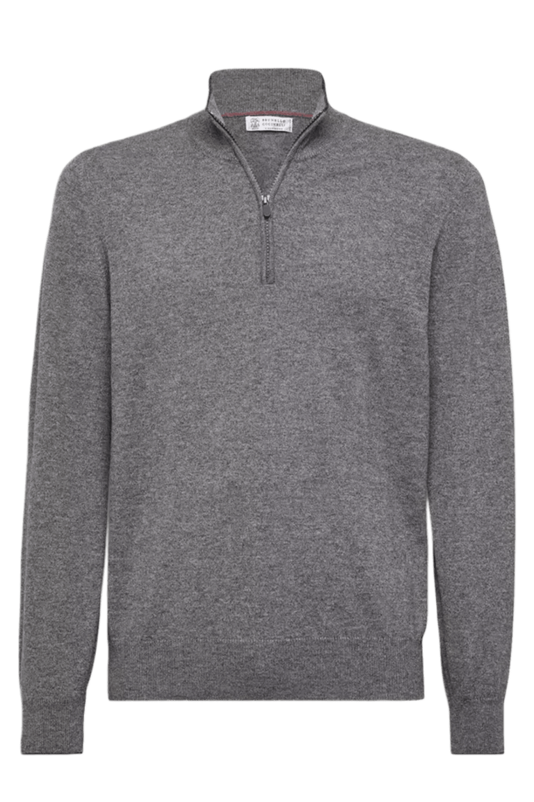 Brunello Cucinelli Men's Cashmere Turtleneck Sweater With Zipper