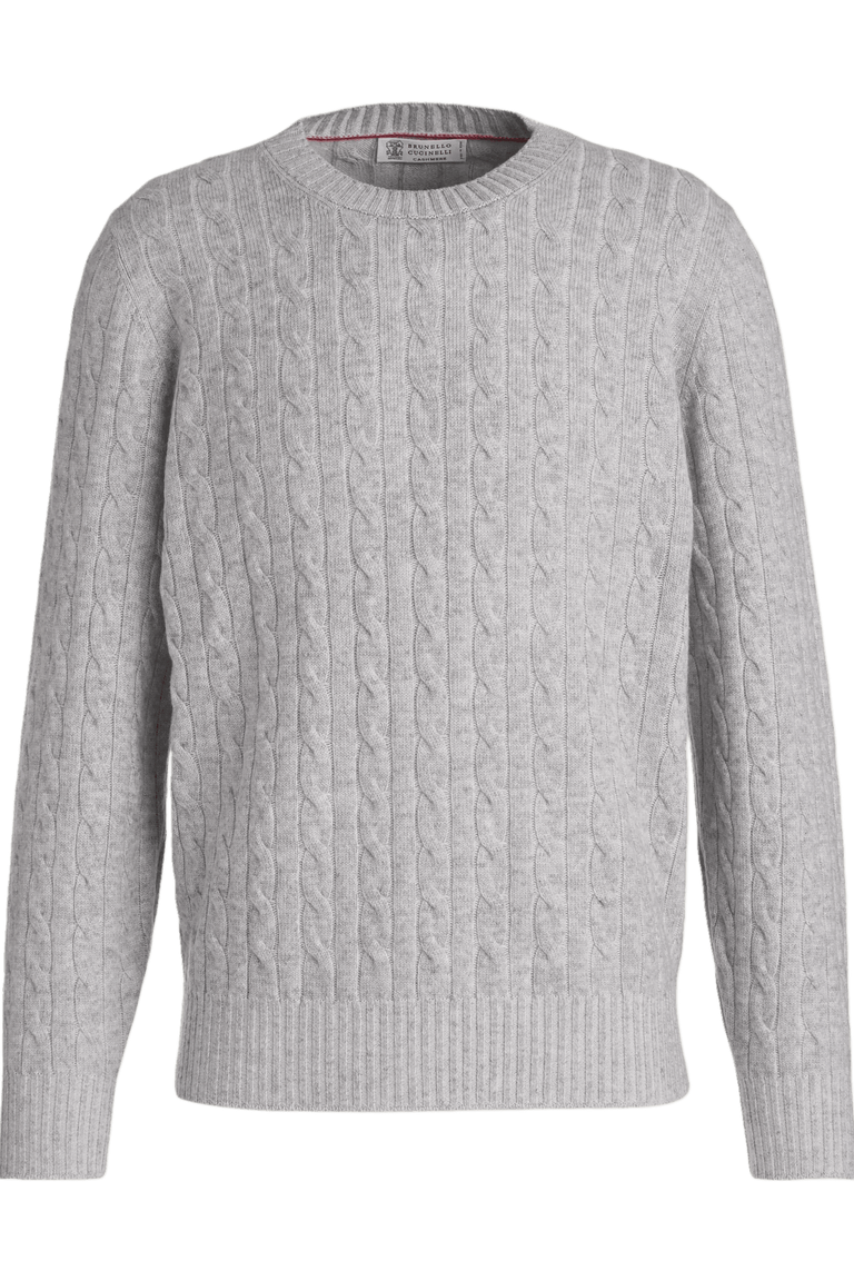 Brunello Cucinelli Men's Cashmere Vanisé Cable Knit Sweater