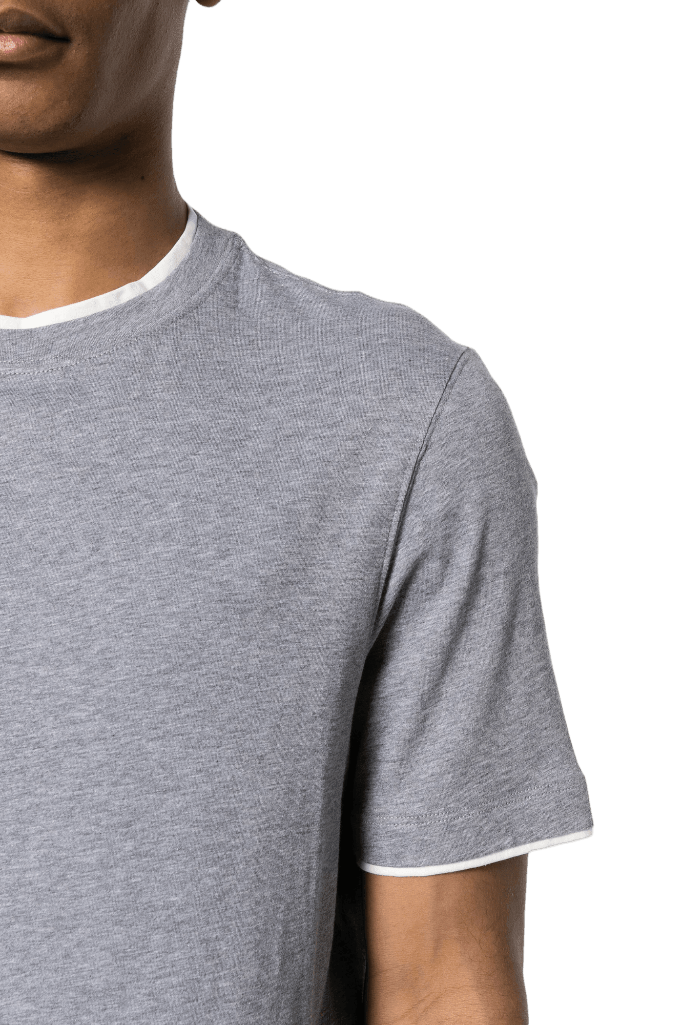 Brunello Cucinelli Men's Cotton Jersey Crew Neck T-shirt With Faux-layering