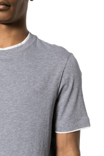 Brunello Cucinelli Men's Cotton Jersey Crew Neck T-shirt With Faux-layering