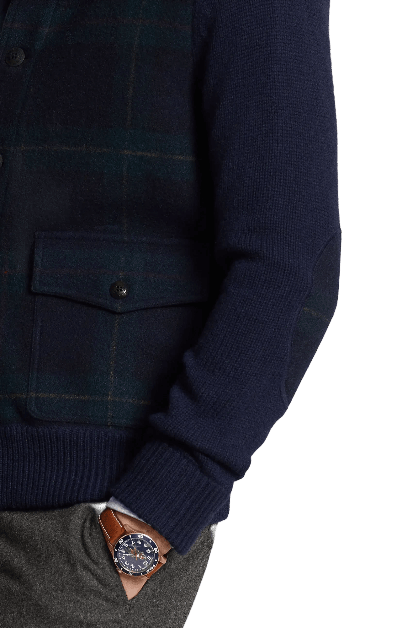 Ralph Lauren Cárdigan de lana a cuadros escoceses The Polo para hombre