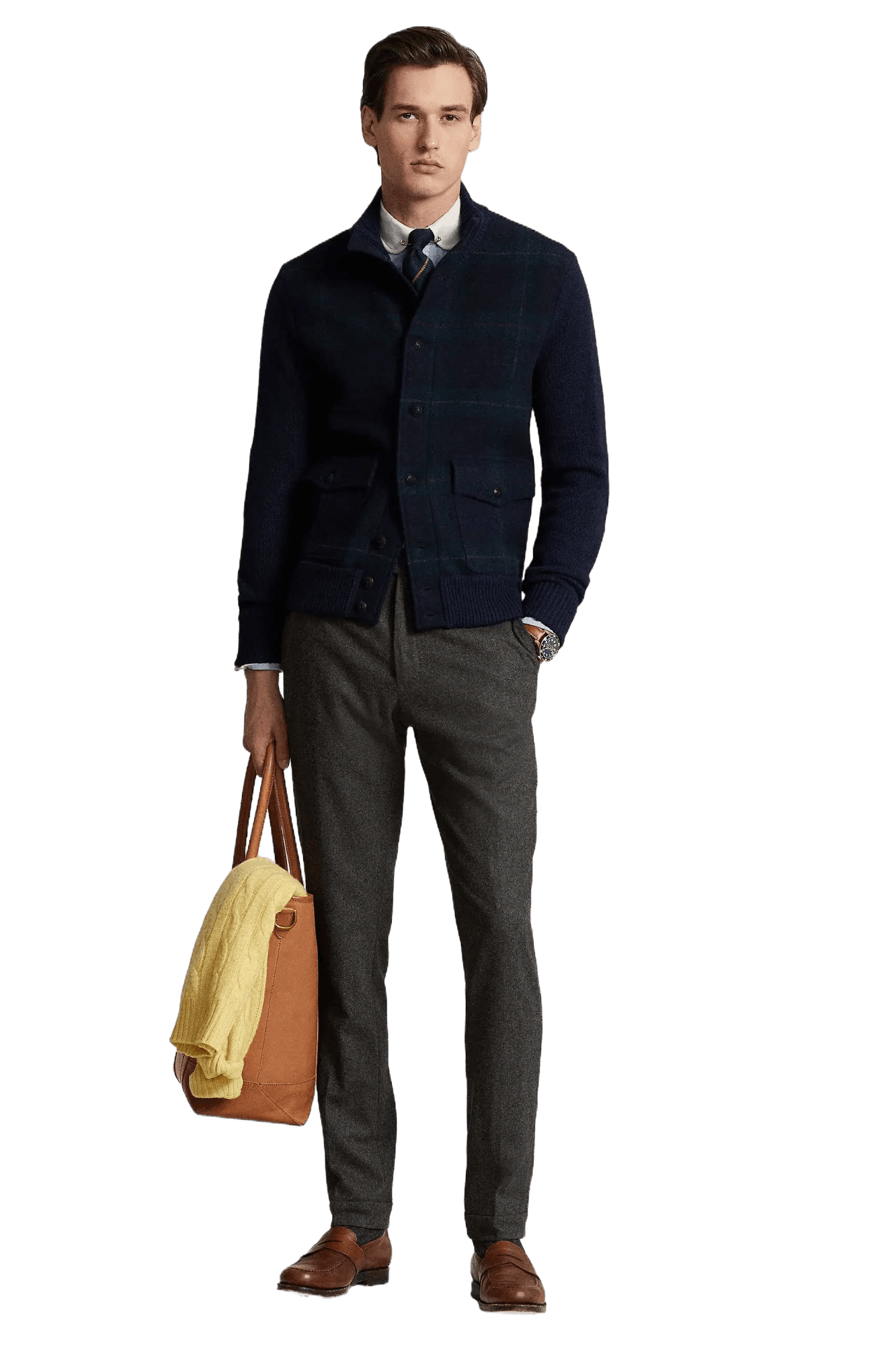 Ralph Lauren Cárdigan de lana a cuadros escoceses The Polo para hombre