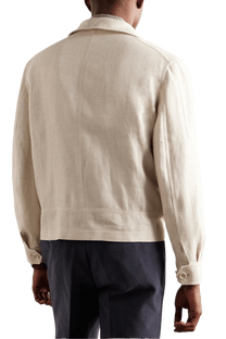 Brunello Cucinelli Men's Linen, Wool and Silk-Blend Twill Harrington Jacket