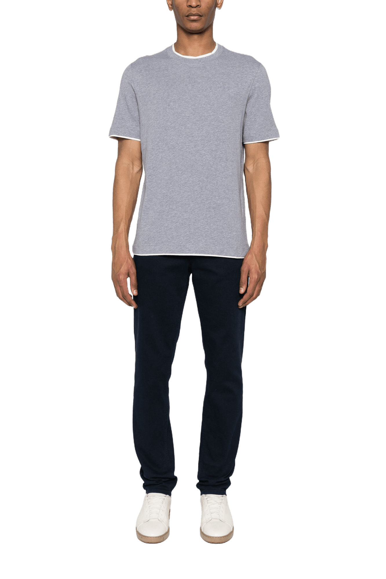 Brunello Cucinelli Men's Cotton Jersey Crew Neck T-shirt With Faux-layering