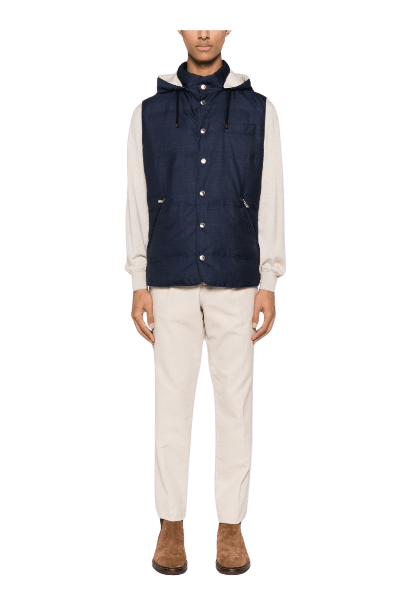<tc>Brunello Cucinelli</tc> 男士無袖連帽羽絨服