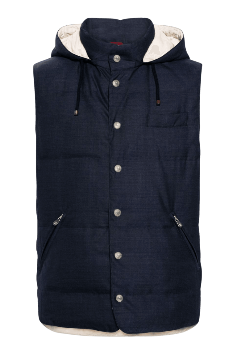 Brunello Cucinelli Men's Sleeveless Hooded Down Jacket