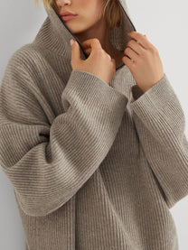 Brunello Cucinelli Women's Hooded Ribbed Knit Cashmere Sweater