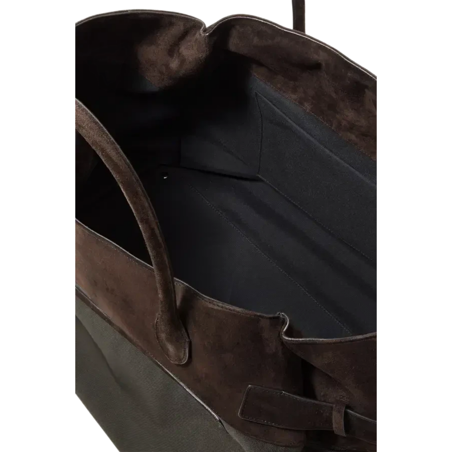The Row Margaux 17 Inside-Out Buckled Leather Canvas Tote Bag