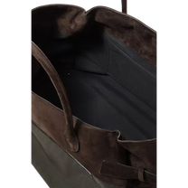 The Row Margaux 17 Inside-Out Buckled Leather Canvas Tote Bag